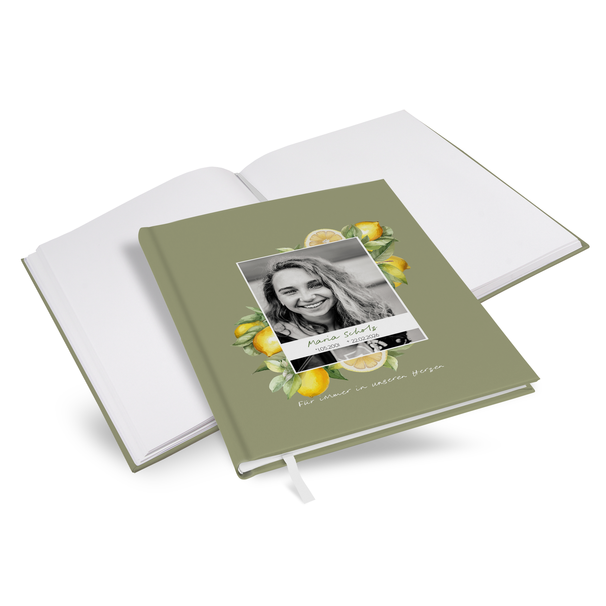 Kondolenzbuch -  Olive &amp; Lemon - KB-25001-A-09