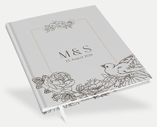 Gästebuch Hochzeit - Vintage "Petal Bird" - GBH-25001-V-03