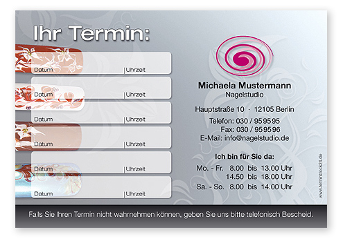 Terminzettel "creative Nail Art" - 6 Termine - 1214010648