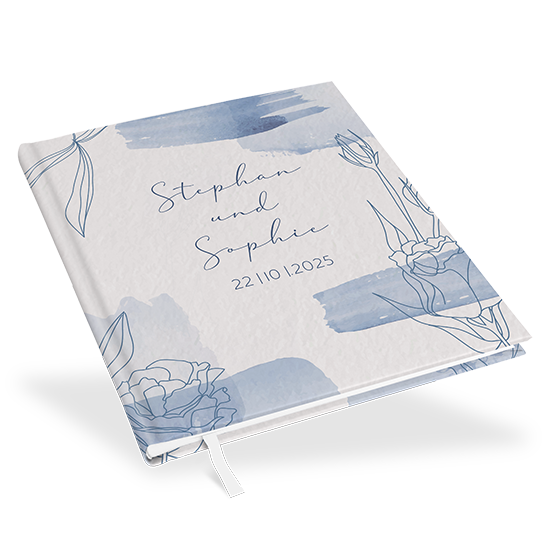Gästebuch Hochzeit -  Aquarell "midnight petals" - GBH-25001-A-07