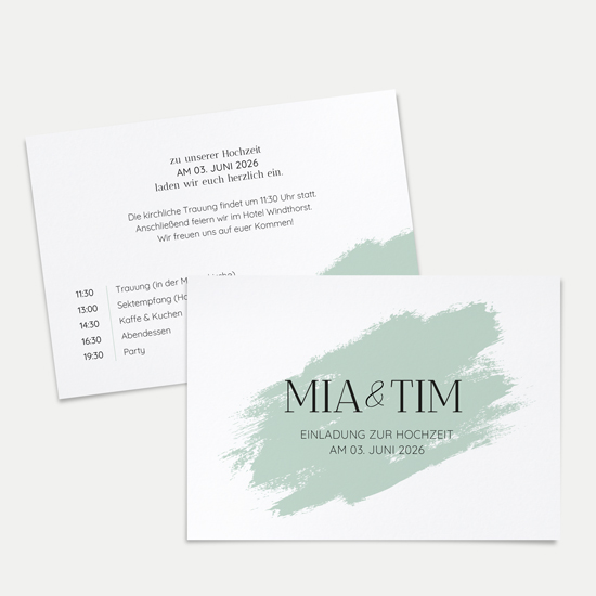 Postkarte DIN A6 im Querformat - Minimalistisch "Mint Brush" - PKQ-24001-M-15