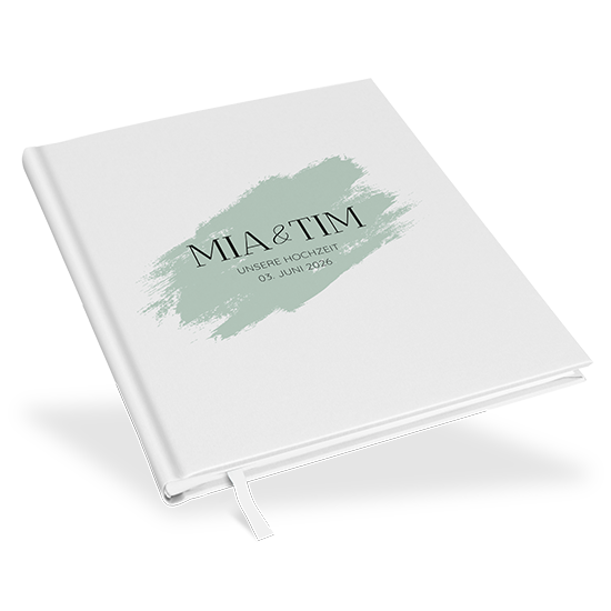 Gästebuch Hochzeit - Minimalistisch "Mint Brush" - GBH-25001-M-15