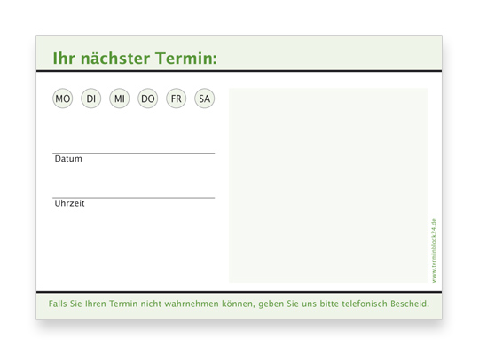 Terminzettel Classic #6 grün - 1203060103