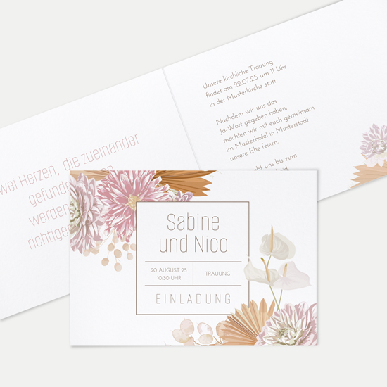 Klappkarte DIN A6 im Querformat - Floral "Terracotta Blossom" - KKQ-24001-F-04