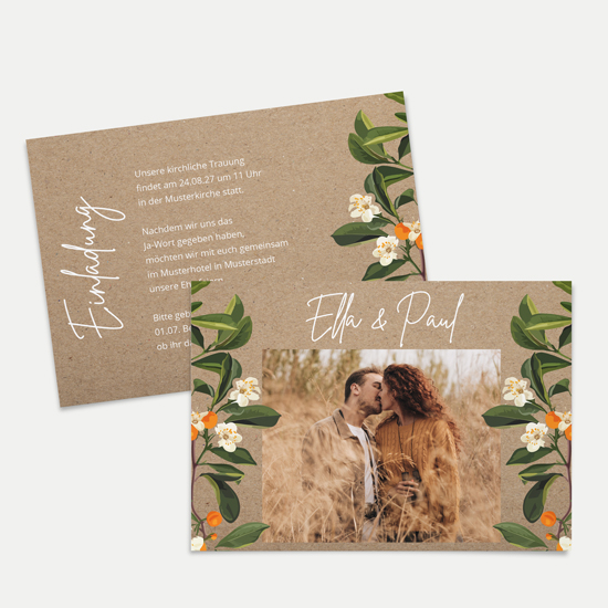 Postkarte DIN A6 im Querformat - Greenery - "orange craft" - PKQ-24001-G-04