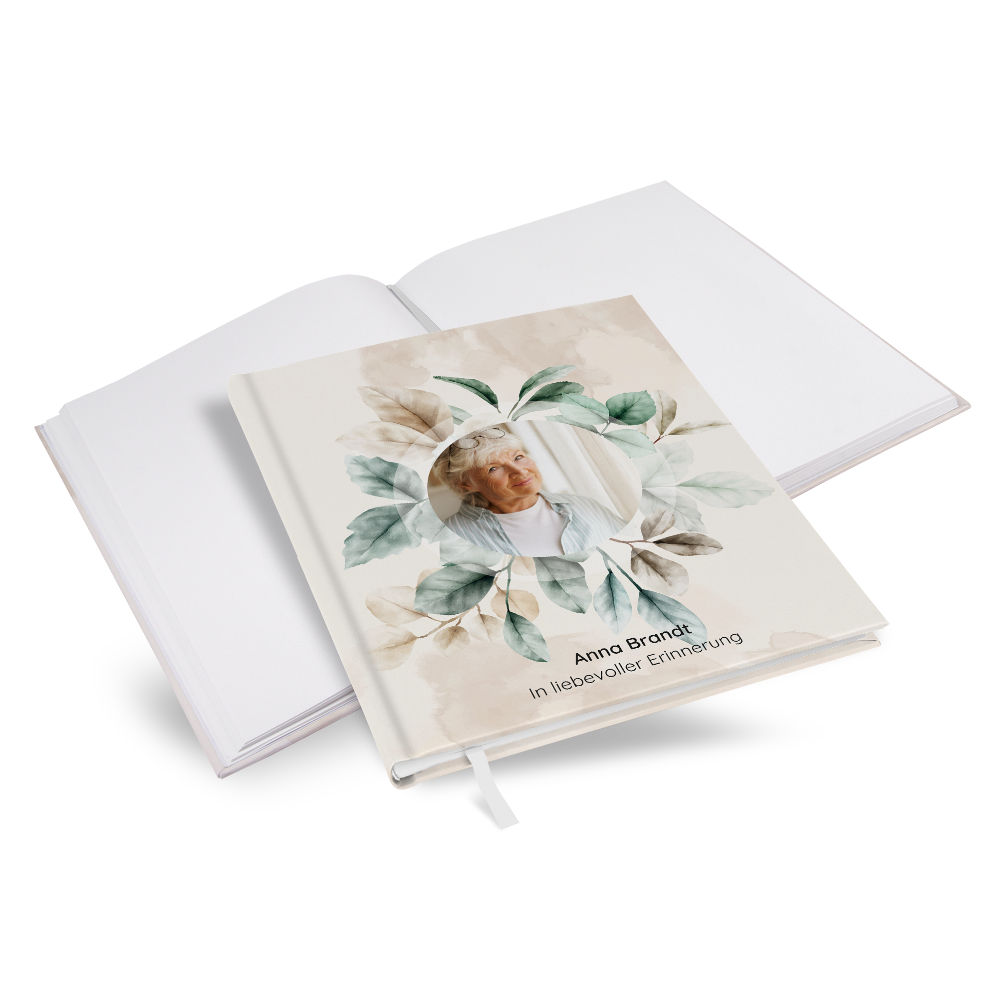 Kondolenzbuch - leaf &amp; taupe - KB-25001-A-02
