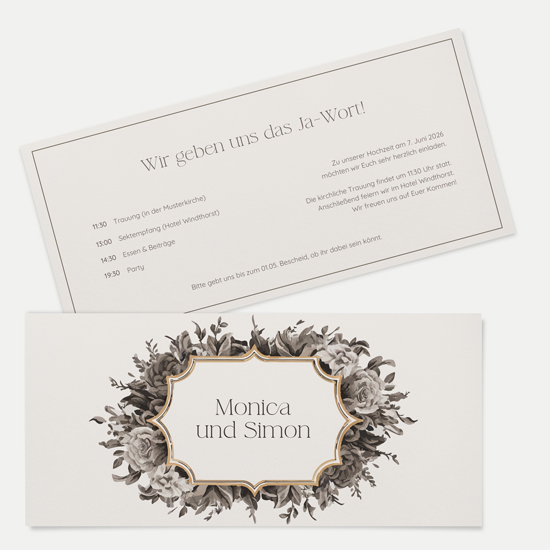 Postkarten DIN lang im Querformat 210 x 98 mm - Vintage "Baroque Frame" - PDLQ-24001-V-01