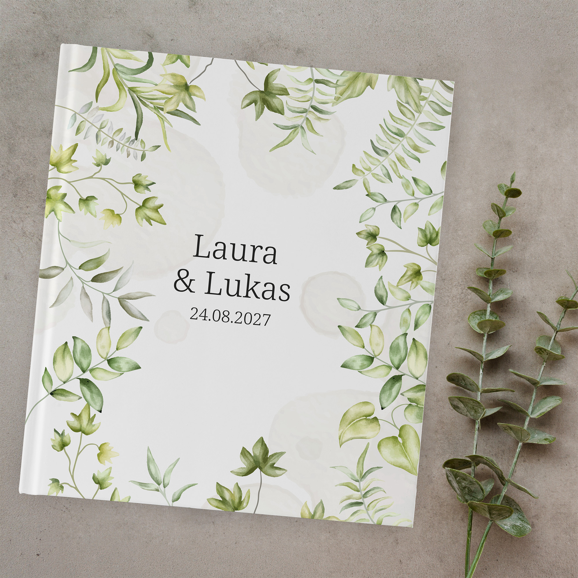 Gästebuch Hochzeit - Greenery "leaf light"