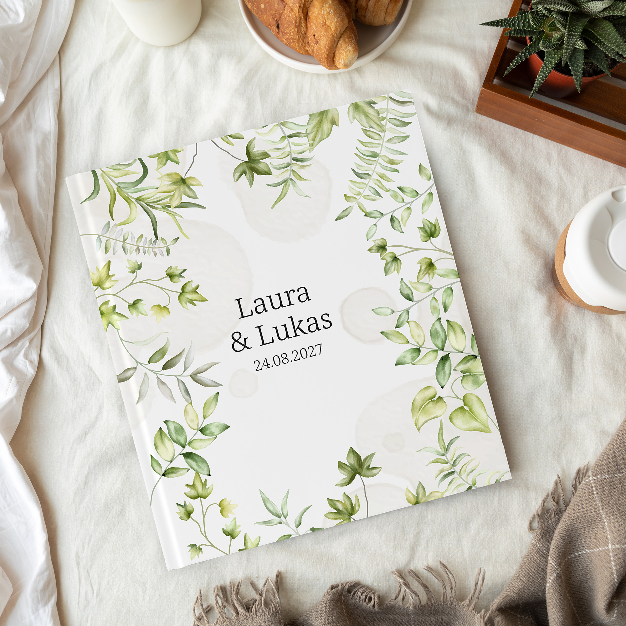 Gästebuch Hochzeit - Greenery "leaf light"