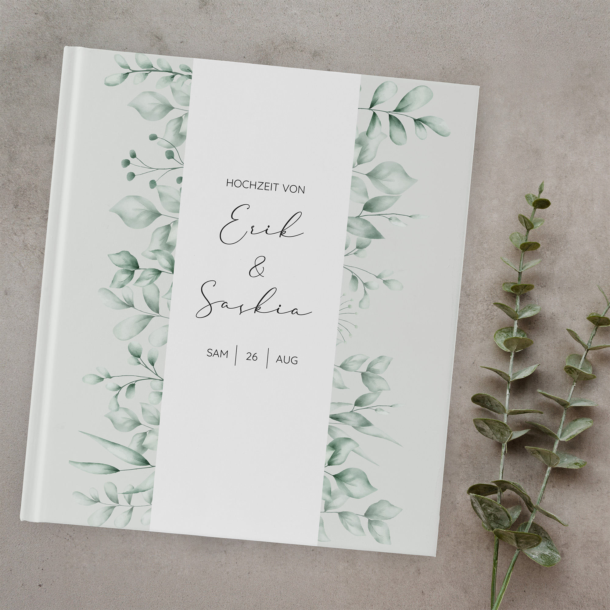 Gästebuch Hochzeit - Greenery "evergreen mint"