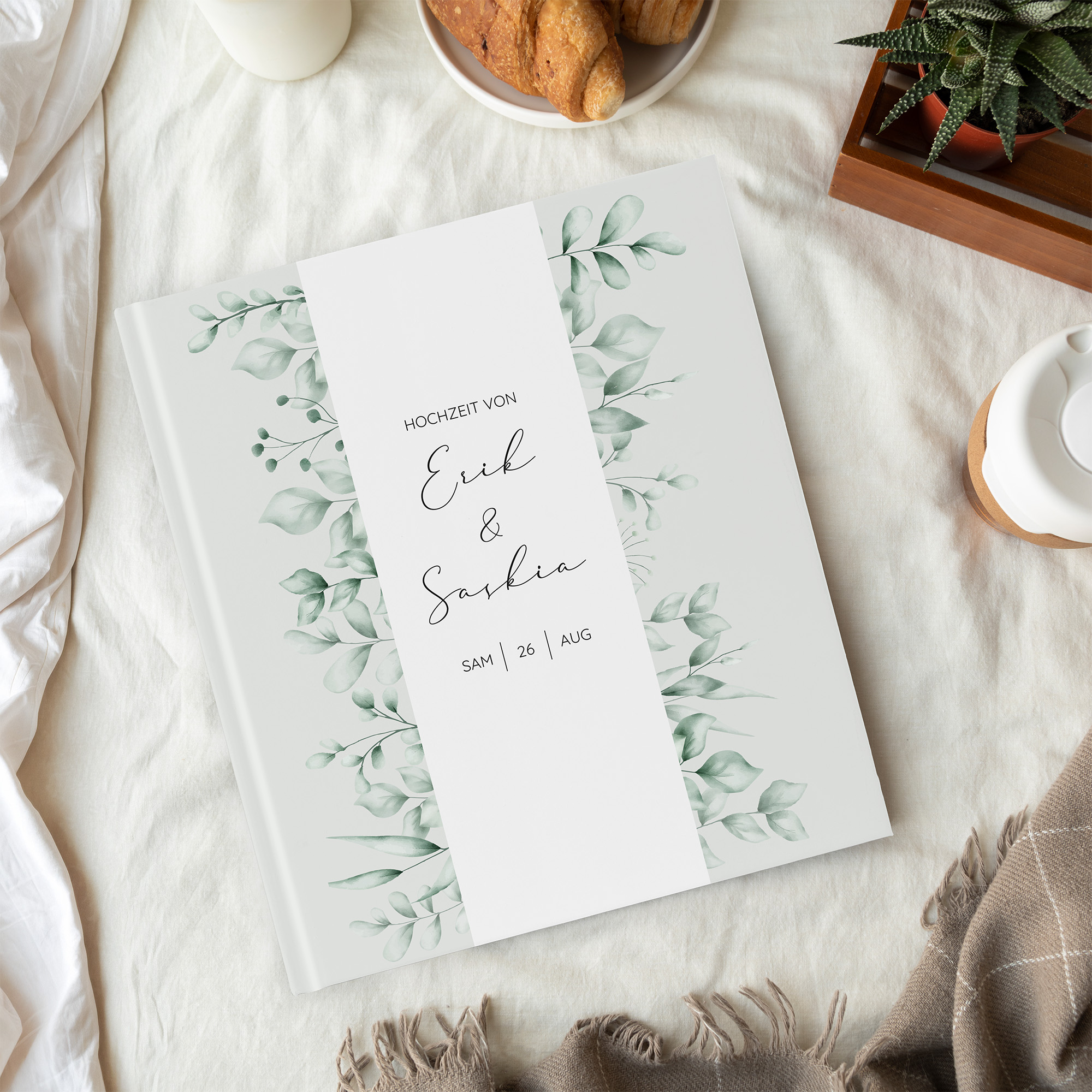 Gästebuch Hochzeit - Greenery "evergreen mint"