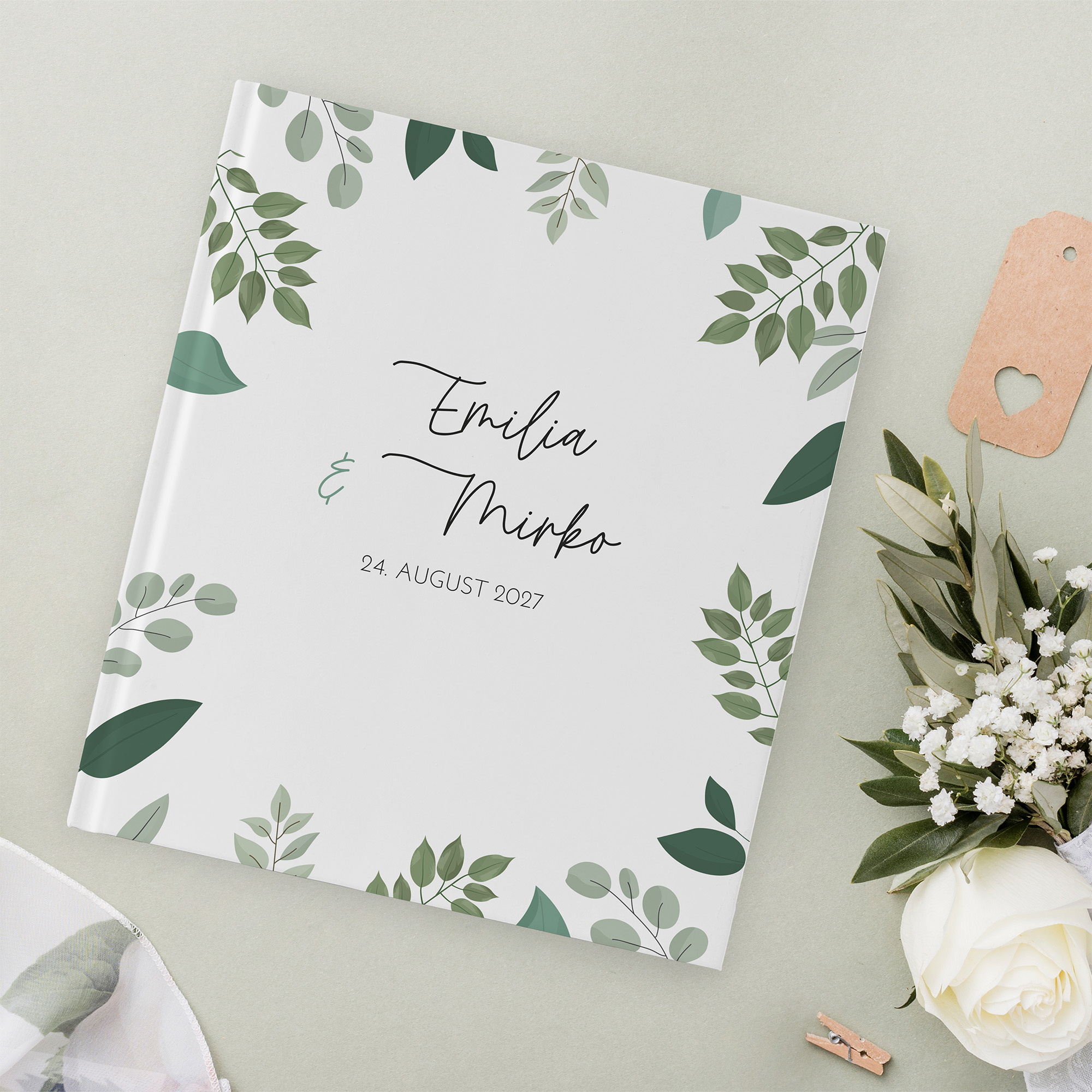 Gästebuch Hochzeit - Greenery - "green & simple"