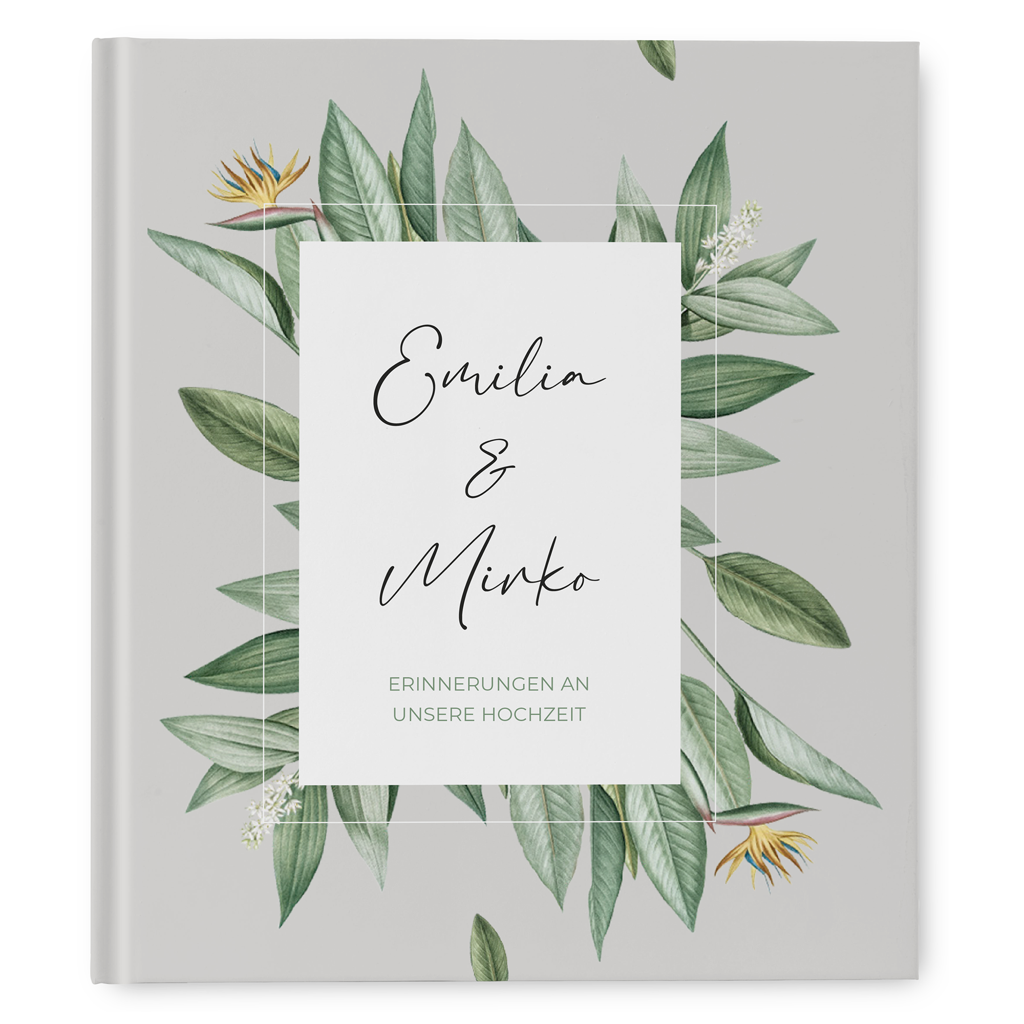 Gästebuch Hochzeit - Greenery "tropical frame"