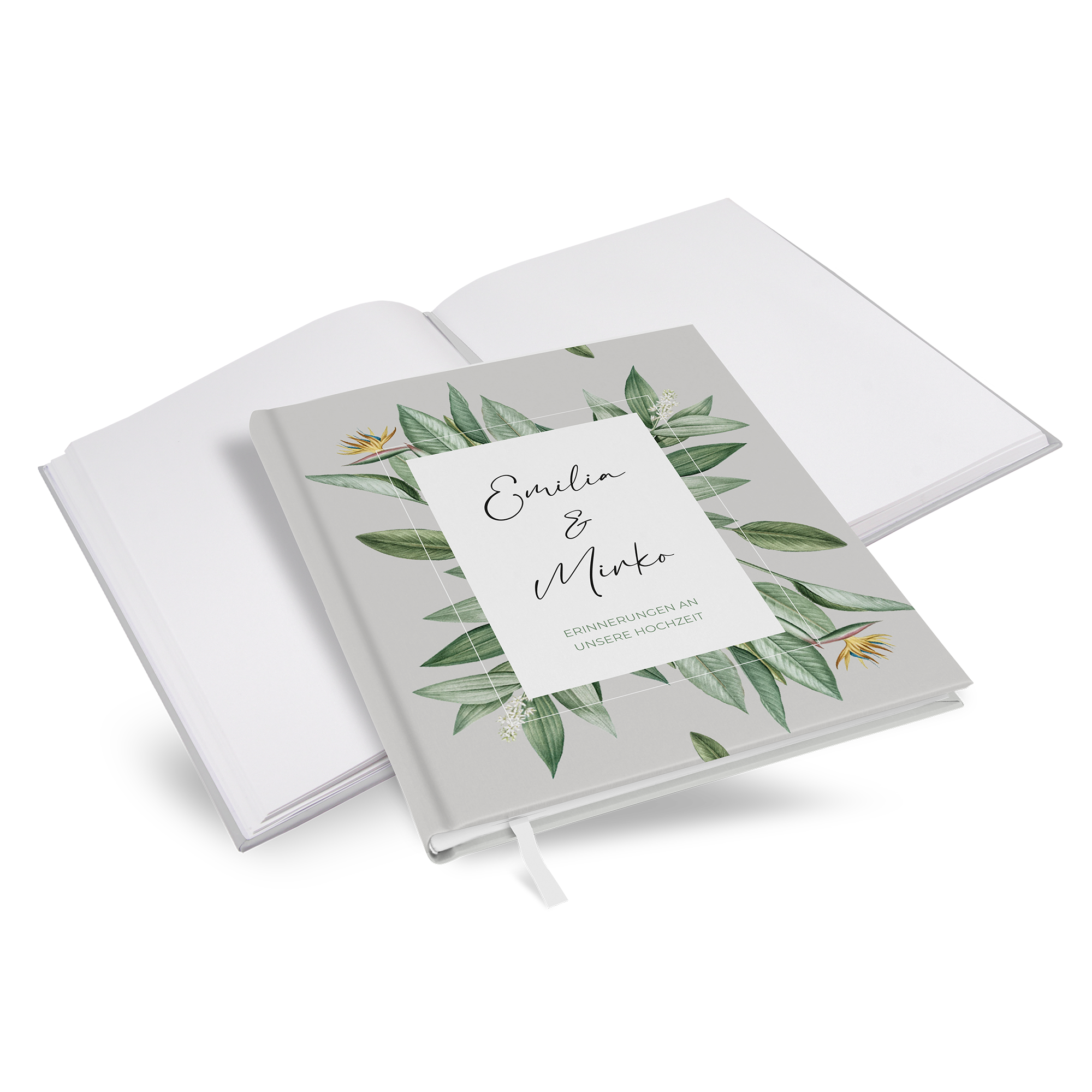 Gästebuch Hochzeit - Greenery "tropical frame"