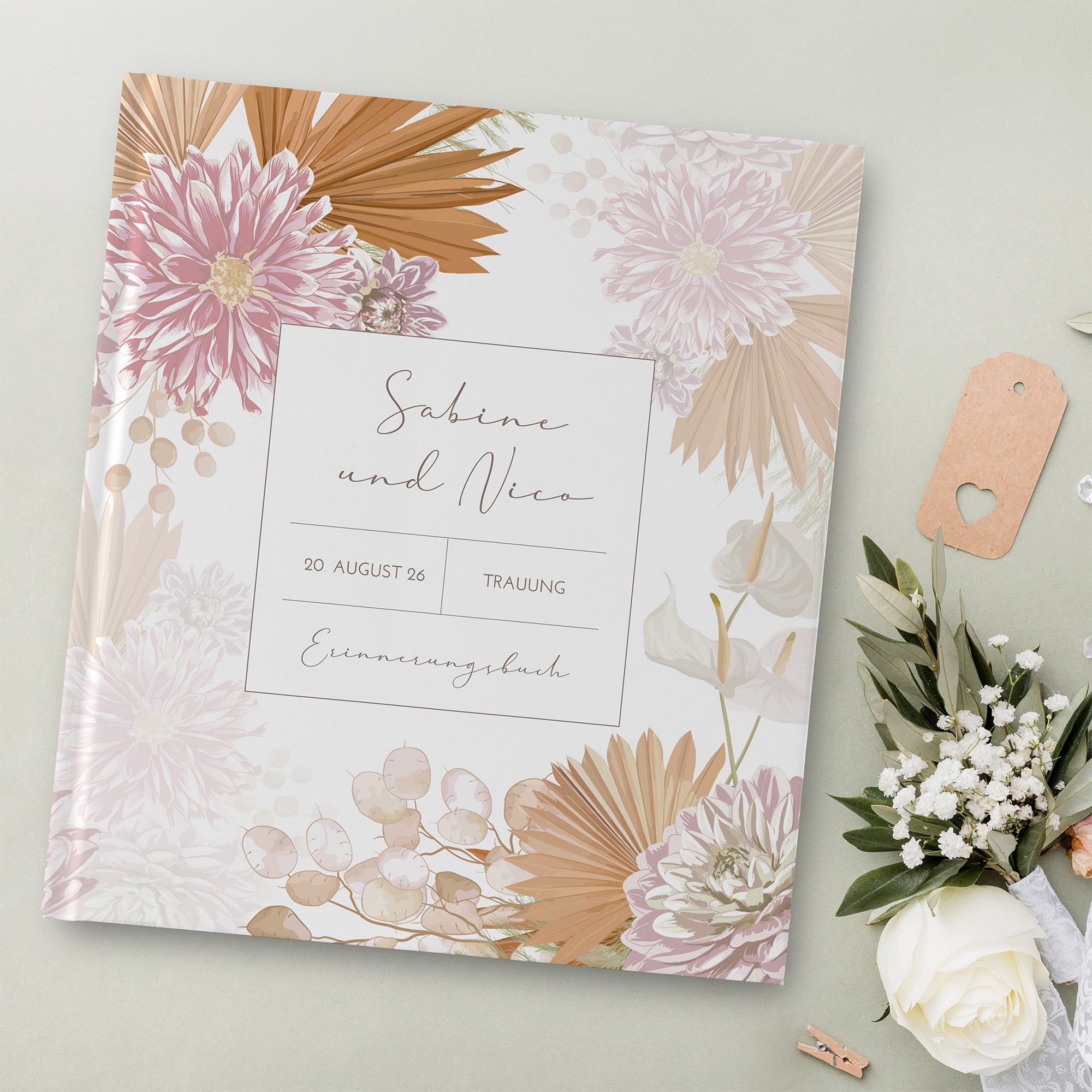 Gästebuch Hochzeit - Floral "terracotta blossom"