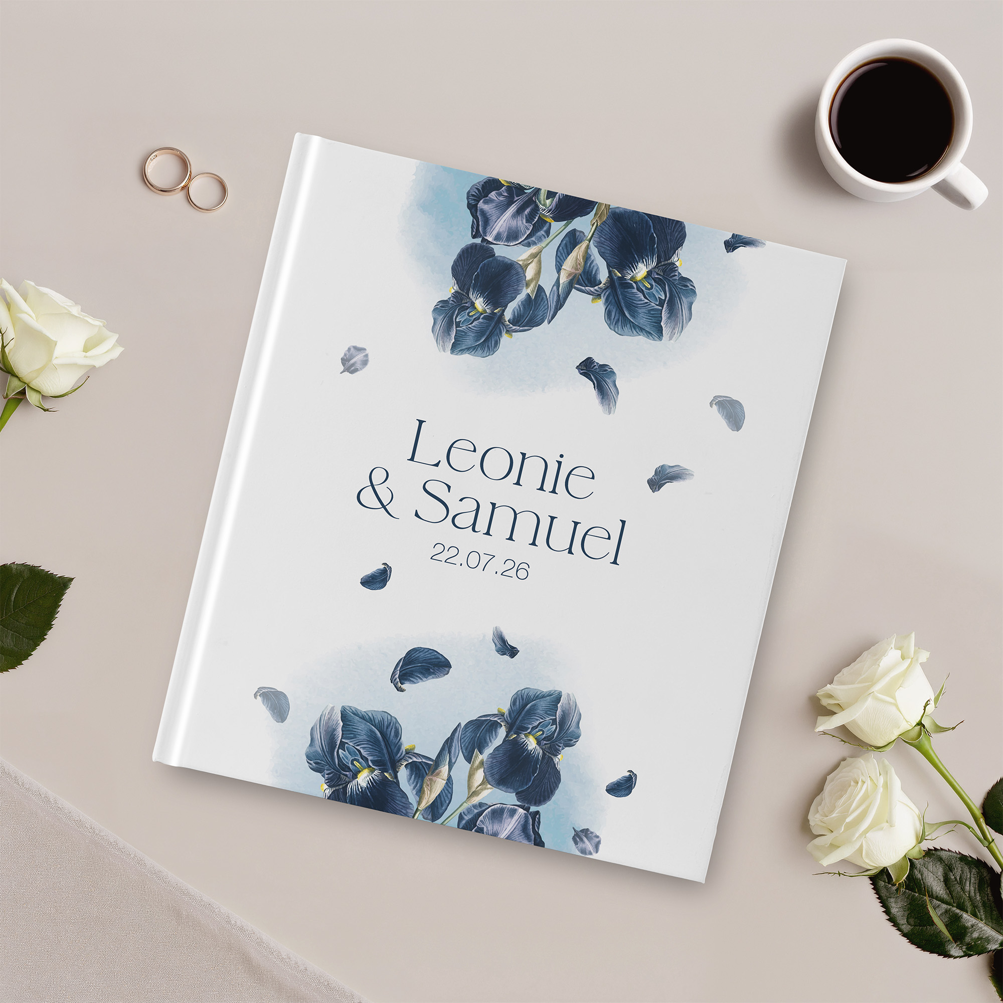 Gästebuch Hochzeit - Floral "Blue Petal"