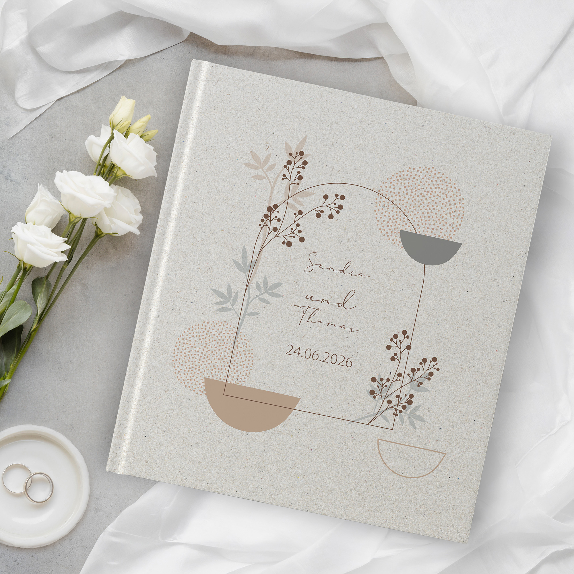 Gästebuch Hochzeit - Boho "stone bloom"