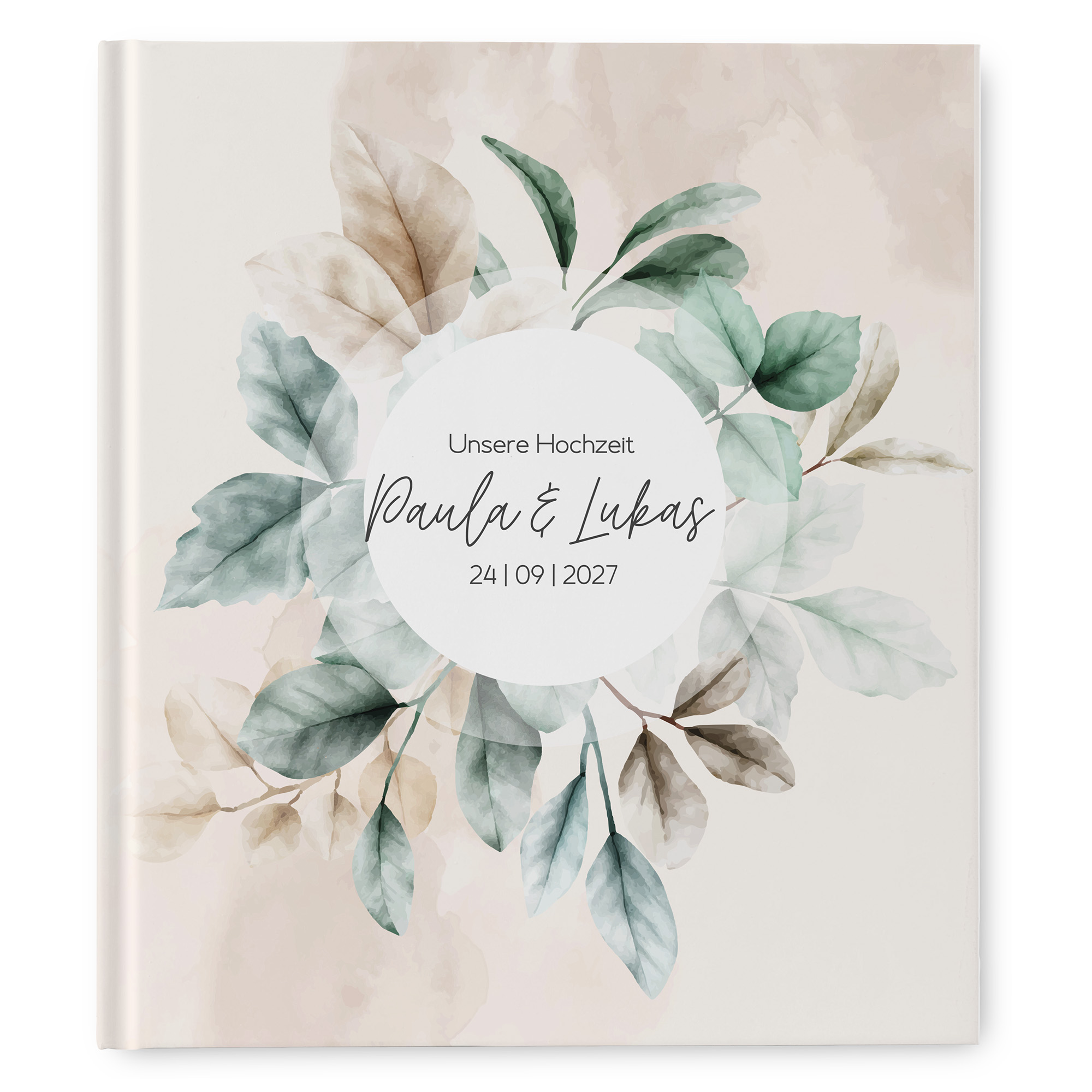 Gästebuch Hochzeit -  Aquarell "leaf & taupe"