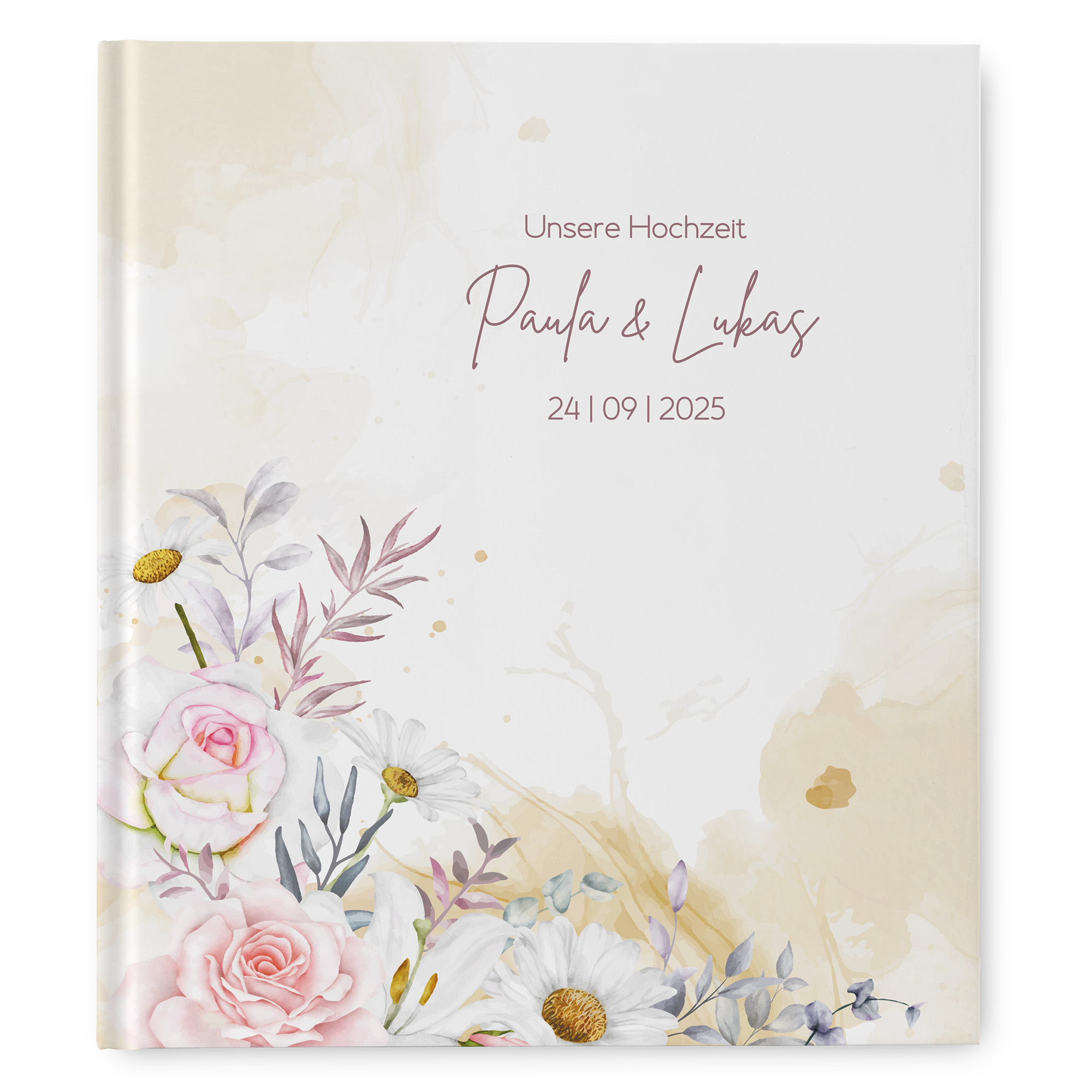 Gästebuch Hochzeit -  Aquarell "lily & rose"