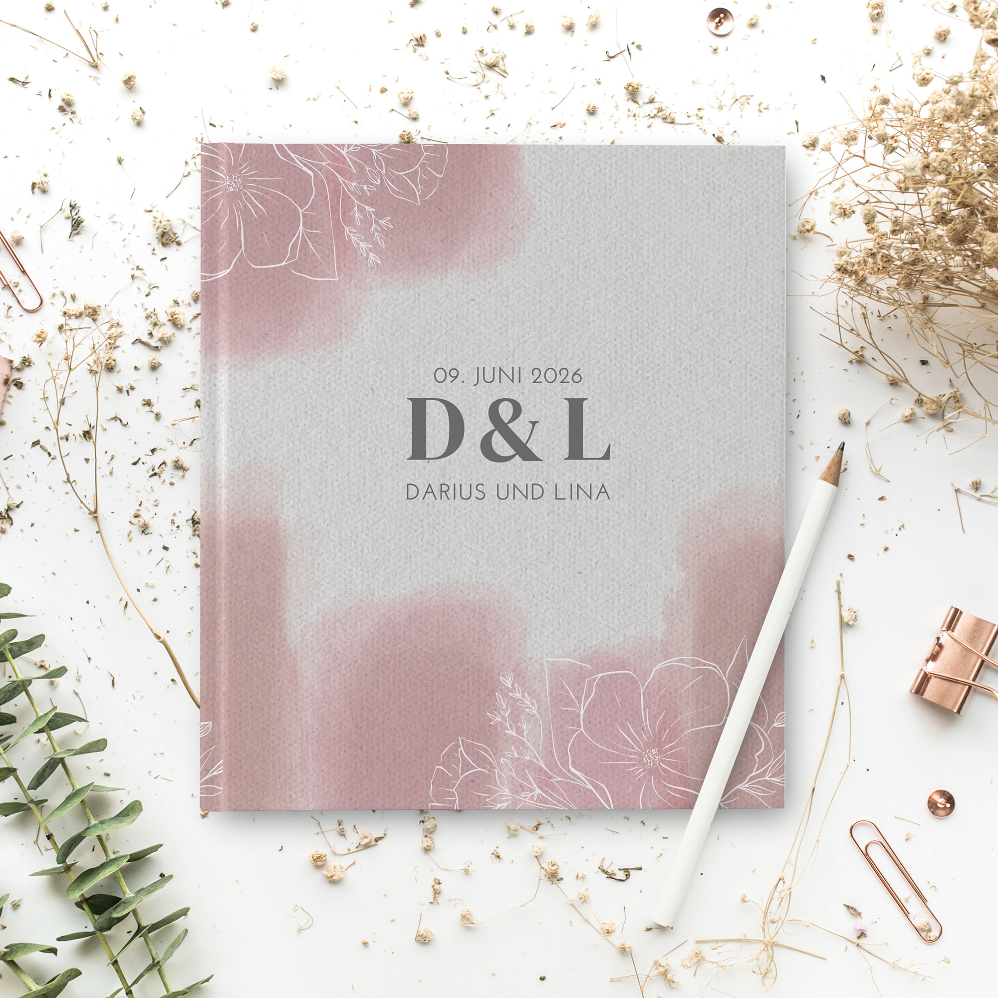 Gästebuch Hochzeit -  Aquarell "dusty bloom"