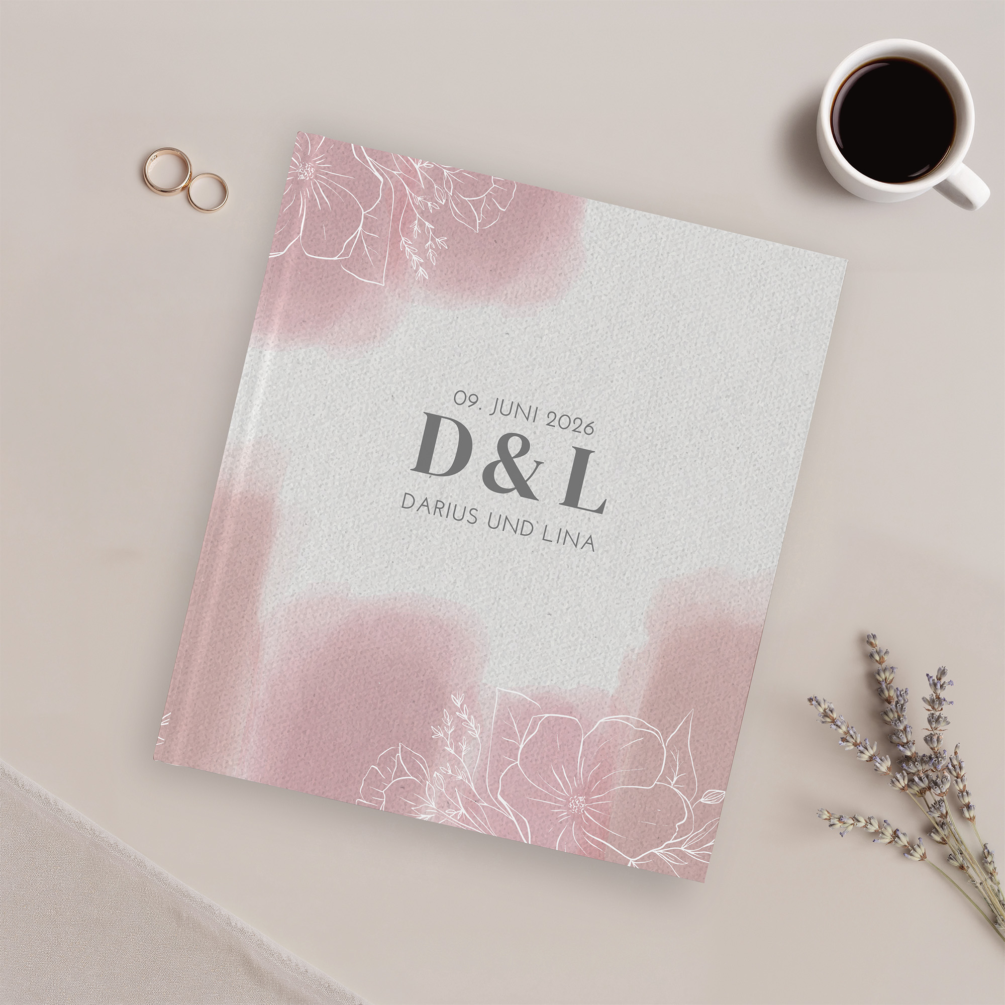 Gästebuch Hochzeit -  Aquarell "dusty bloom"