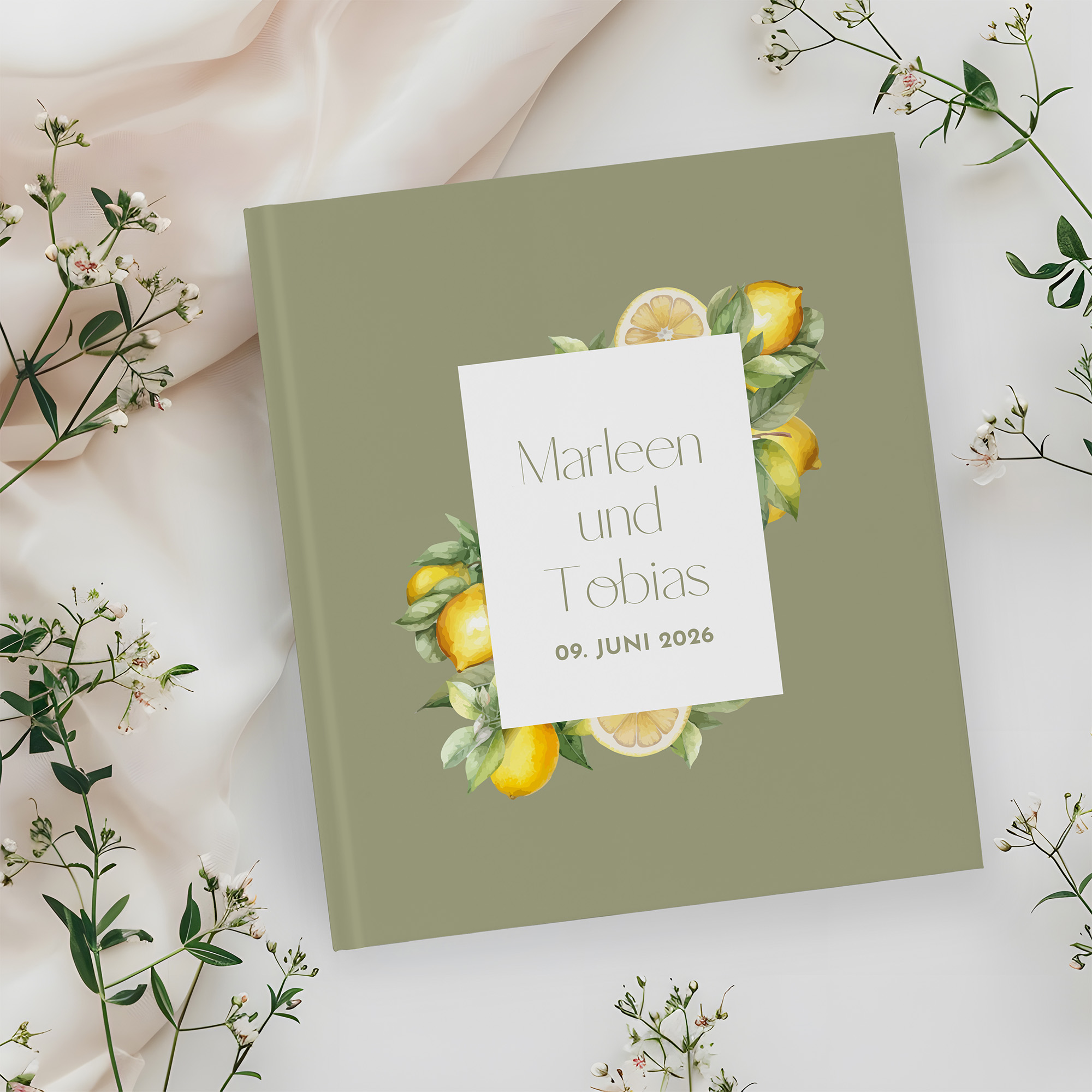 Gästebuch Hochzeit -  Aquarell "Olive & Lemon"