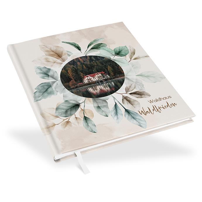 Gästebuch Ferienwohnung -  Aquarell "leaf & taupe"