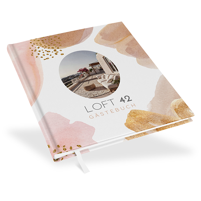 Gästebuch Ferienwohnung -  Aquarell "Golden Blush"